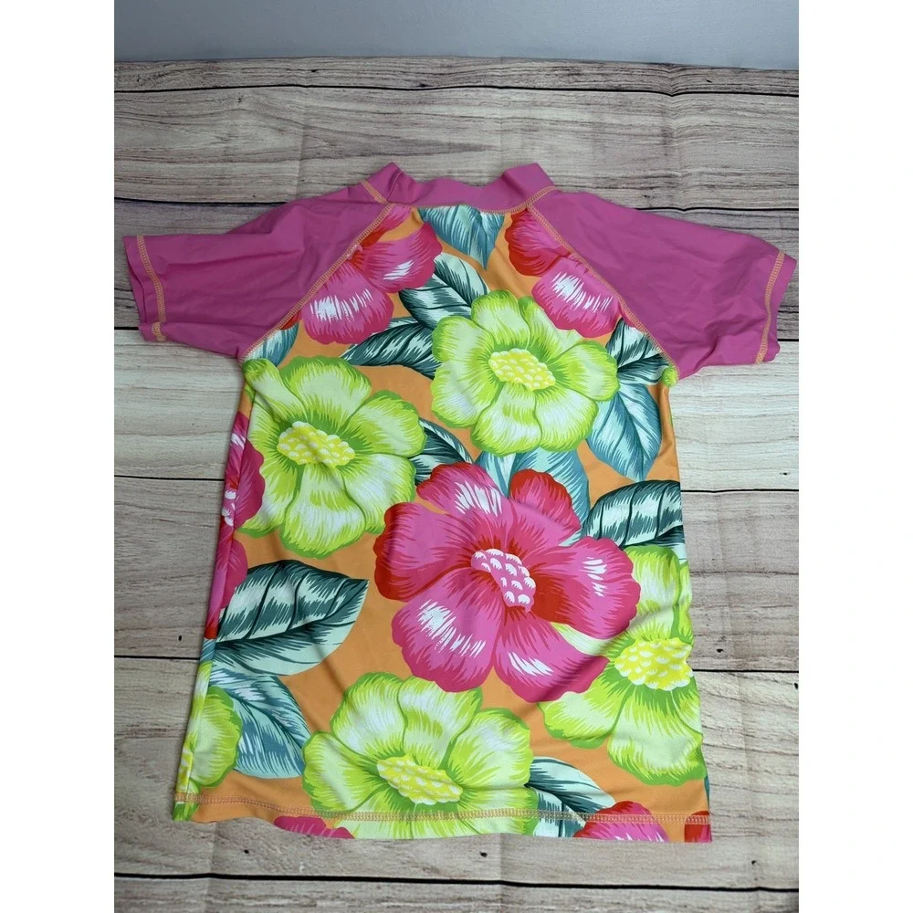 Girls Floral Short Sleeve Rashguard Size 14